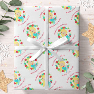 Kerst Zeemeermin Schelpen Gepersonaliseerde Naam Cadeaupapier