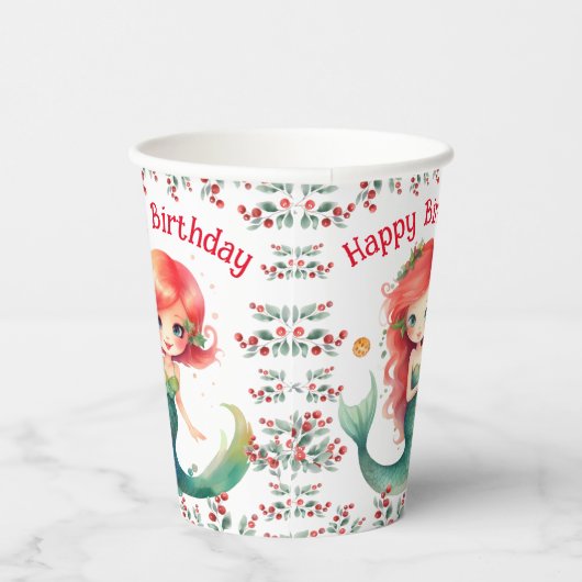 Kerst Zeemeermin Verjaardag Papier Cups Papieren Bekers (Rechts)