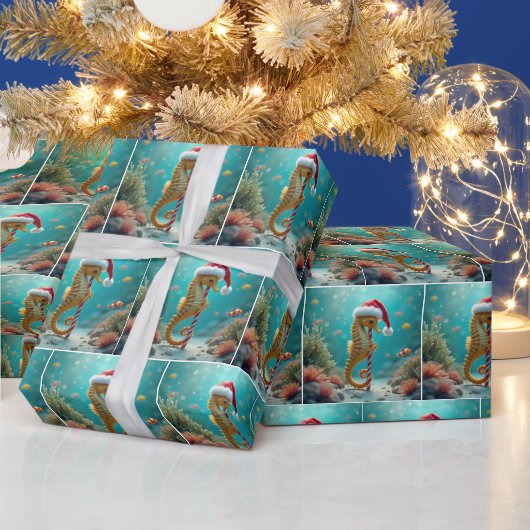Kerst zeepaardje met snoep rietstok paal cadeaupapier (Feestdagen)