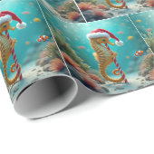 Kerst zeepaardje met snoep rietstok paal cadeaupapier (Rol Hoek)