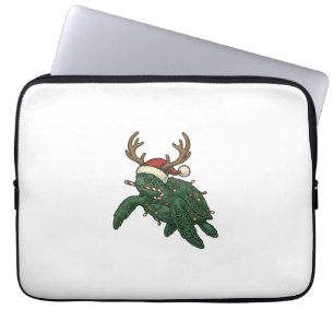Kerst Zeeschildpad Rendier Vintage Gravure De Laptop Sleeve