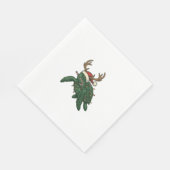 Kerst Zeeschildpad Rendier Vintage Gravure De Servet (Hoek)