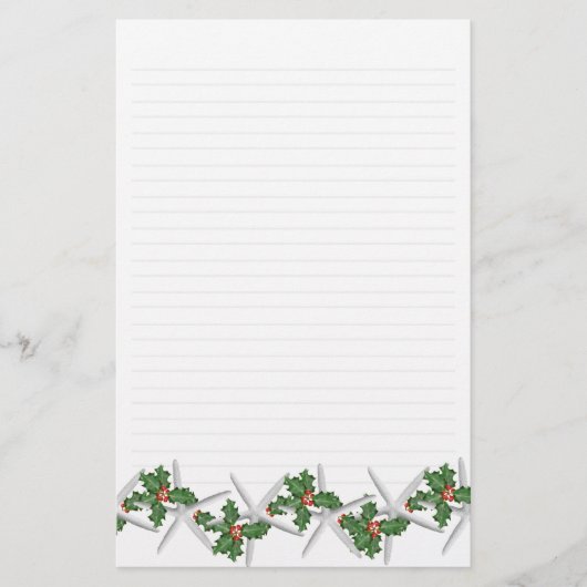 Kerst Zeester Gelinieerd Nieuwsbrief Schrijfpapier (Voorkant)