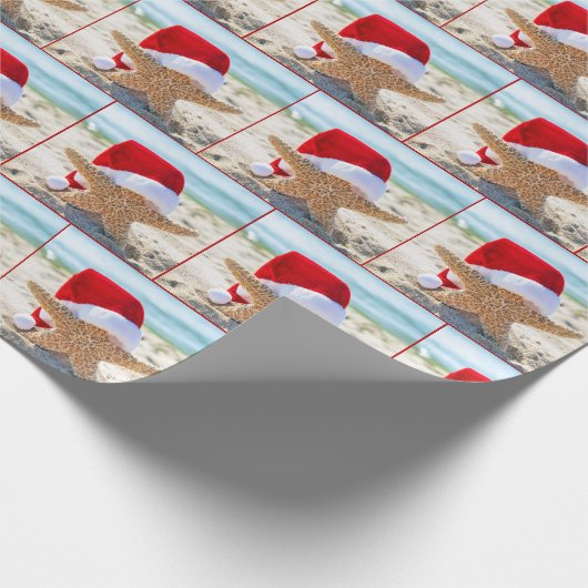 Kerst zeester in zand cadeaupapier (Hoek)