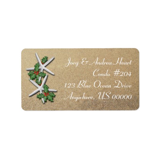Kerst Zeester Strand Zand Retouradres Label (Voorkant)