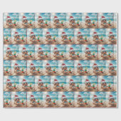 Kerst Zeesterren met een cocktail Cadeaupapier (Vlak)