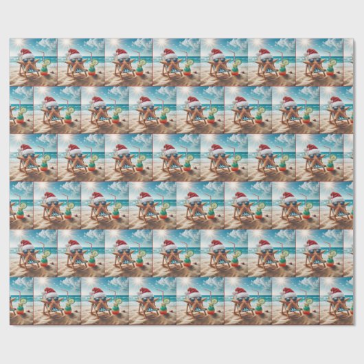 Kerst Zeesterren met een cocktail Cadeaupapier (Vlak)