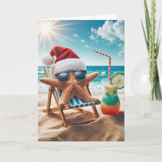Kerst Zeesterren met een cocktail Kaart (Voorkant)