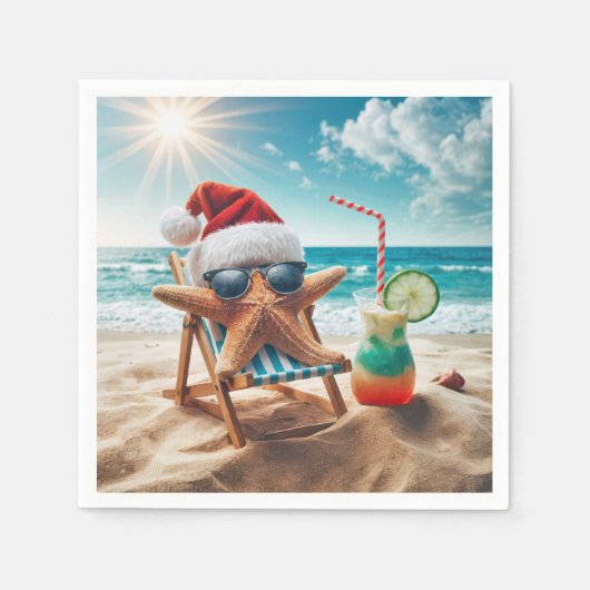 Kerst Zeesterren met een cocktail Servet (Voorkant)