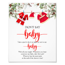 Kerst Zeg niet Baby Baby shower Spelbord Foto Afdruk