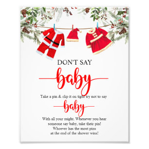 Kerst Zeg niet Baby Baby shower Spelbord Foto Afdruk