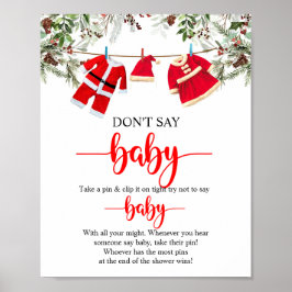 Kerst Zeg niet Baby Baby shower Spelbord Poster
