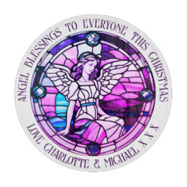 Kerst Zegen Engel Paarse Glas in lood Snijplank