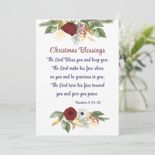Kerst Zegen Heer zegene U Bijbel Vers Flat Feestdagenkaart (Staand voorkant)
