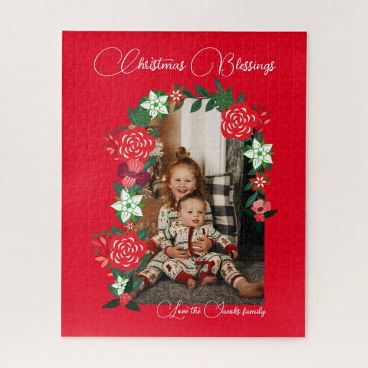 Kerst Zegeningen Bloemen Legpuzzel (Verticaal)
