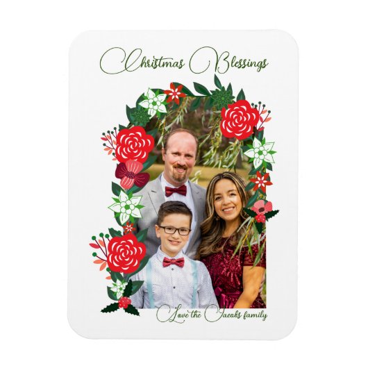 Kerst Zegeningen Bloemen Magneet (Verticaal)