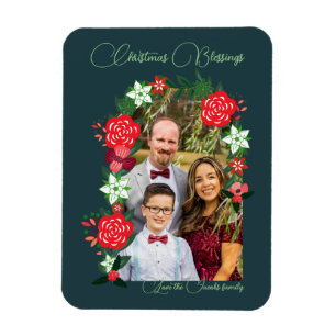 Kerst Zegeningen Bloemen Magneet