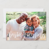 Kerst Zegeningen Borstel Script Family Photo Feestdagenkaart (Voorkant)