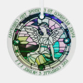 Kerst Zegeningen Engel Groen Gevlekt Glas Ornament (Achterkant)