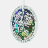 Kerst Zegeningen Engel Groen Gevlekt Glas Ornament (Voorkant links)