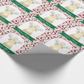 Kerst Zegeningen Engel op Rood met Witte Swirls Cadeaupapier (Hoek)
