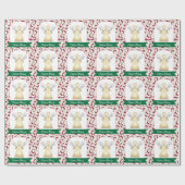 Kerst Zegeningen Engel op Rood met Witte Swirls Cadeaupapier (Vlak)