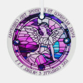 Kerst Zegeningen Engel Paarse Glas in lood Glas Ornament (Achterkant)