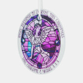 Kerst Zegeningen Engel Paarse Glas in lood Glas Ornament (Voorkant links)