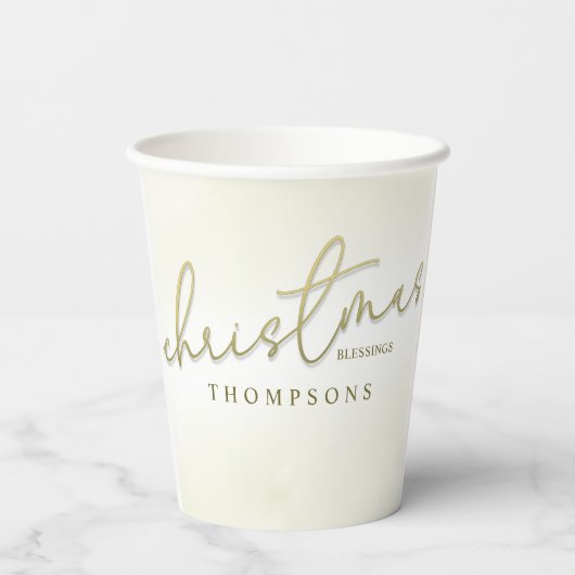 Kerst Zegeningen Gouden Kalligrafie Script Papieren Bekers (Achterkant)