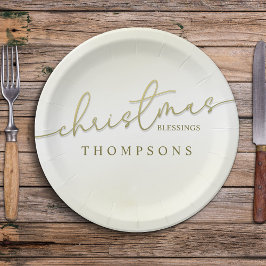 Kerst Zegeningen Gouden Kalligrafie Script Papieren Bordje