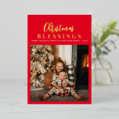 Kerst zegeningen gouden script Vakantie Kaart (Staand Voorkant)
