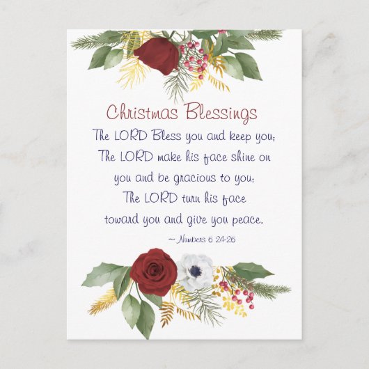 Kerst zegeningen Heer zegene u Bijbel vers Feestdagenkaart (Voorkant)