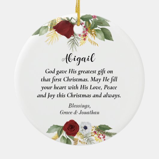 Kerst zegeningen Heer zegene u winter bloemen Keramisch Ornament (Achterkant)