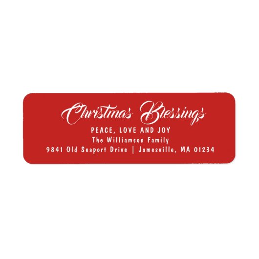 Kerst zegeningen retour adres labels rood (Voorkant)