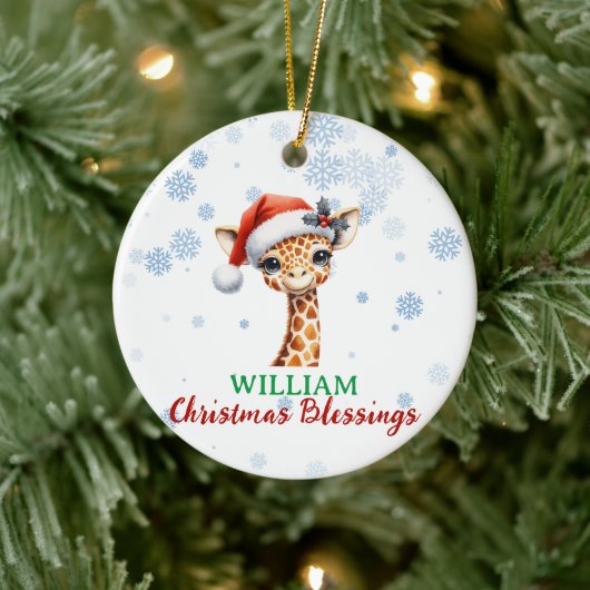 Kerst Zegeningen schattig Giraffe baby Ornament (Boom)