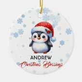 Kerst Zegeningen schattig pinguïn Ornament (Voorkant)