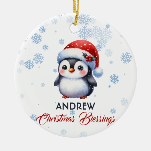 Kerst Zegeningen schattig pinguïn Ornament (Voorkant)