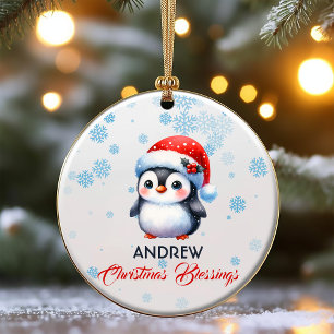 Kerst Zegeningen schattig pinguïn Ornament