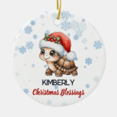 Kerst zegeningen schattig schildpad Ornament (Voorkant)