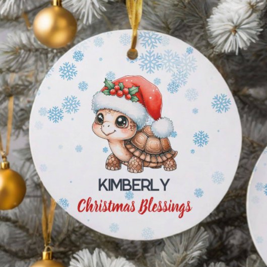Kerst zegeningen schattig schildpad Ornament
