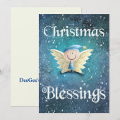 Kerst Zegeningen Schattige Engel Feestdagenkaart (Voorkant / Achterkant)
