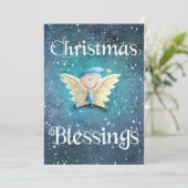 Kerst Zegeningen Schattige Engel Feestdagenkaart (Staand voorkant)