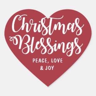 Kerst Zegeningen Vrede, Liefde Vreugde Hart Sticke Sticker