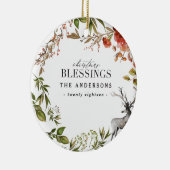 Kerst Zegeningen waterverf gebladerte Vakantie Keramisch Ornament (Rechts)