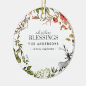 Kerst Zegeningen waterverf gebladerte Vakantie Keramisch Ornament (Links)