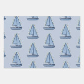 Kerst zeilboot inpakpapier vel (Voorkant)