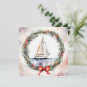Kerst zeilboot kaart (Staand voorkant)