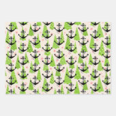 Kerst Zeiler Anker Nautisch Patroon Vakantie Inpakpapier Vel (Voorkant)