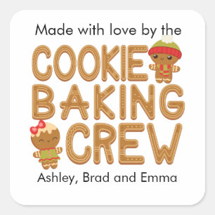 Kerst zelfgemaakte baketiketten vierkante sticker