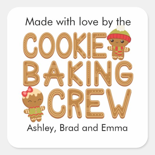 Kerst zelfgemaakte baketiketten vierkante sticker (Voorkant)